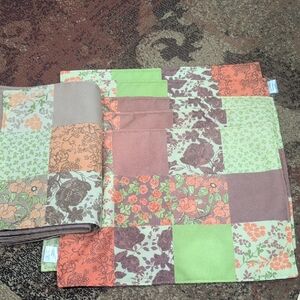 Floral Patchwork Cotton Table Runner and Placemats - Green & Coral Mainstays